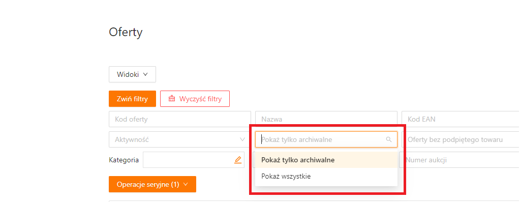 Archiwizacja ofert